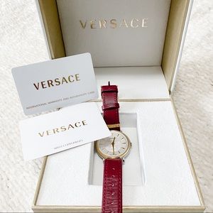 Versace V Circle Red and Gold Watch